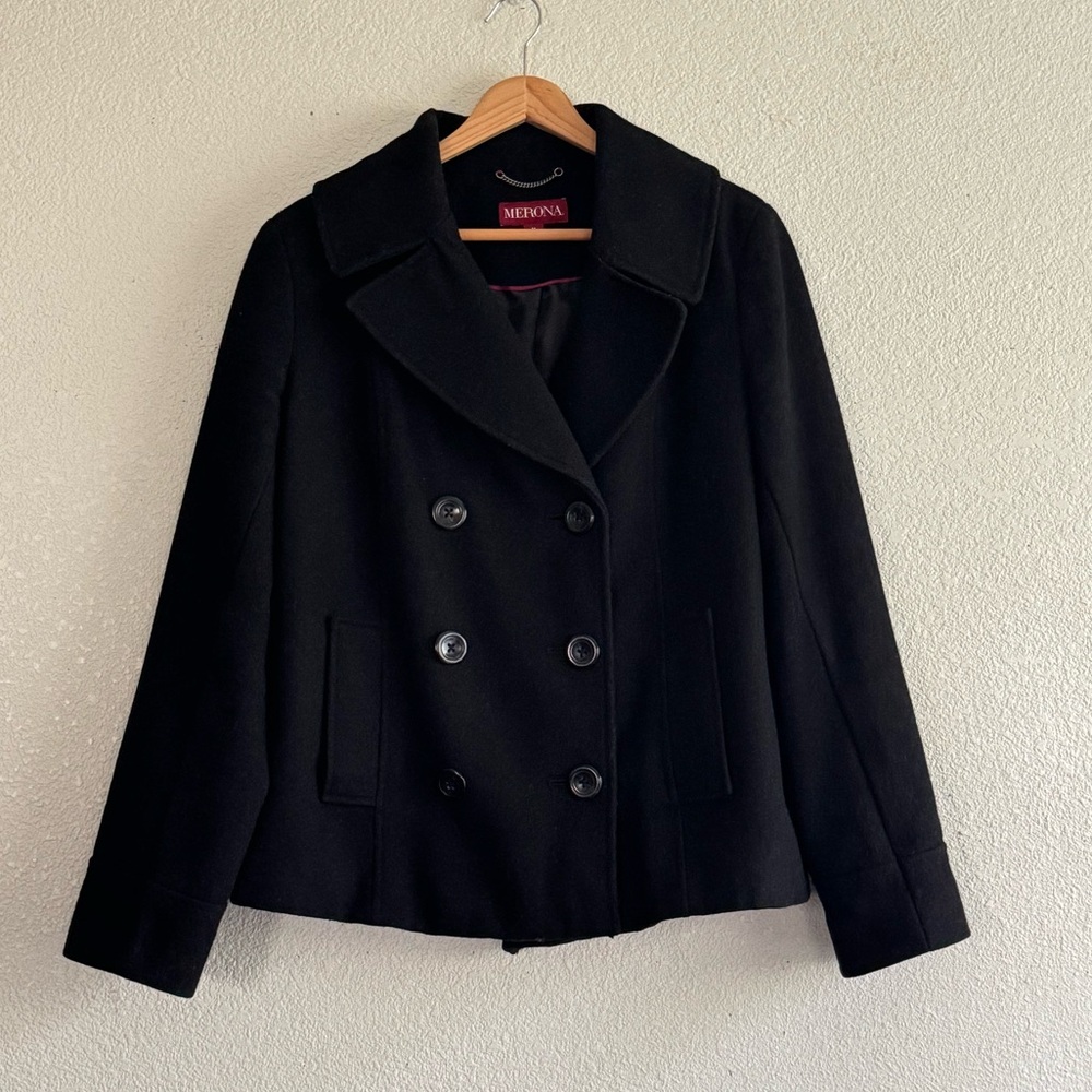 Vintage MERONA Jacket Medium Wool Double Breasted Career Y2K